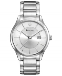 A modern classic, this Bulova dress watch exudes confidence with polished steel.