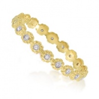 Meira T 14K Yellow Gold Diamond Flower Eternity Ring Stackable Band Size 7.5