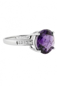 Effy Jewlery 14K White Gold Amethyst & Diamond Ring, 3.84 TCW Ring size 7