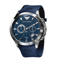 Emporio Armani Quartz, Blue Dial with Blue Rubber Strap Band - Men's Watch AR0649