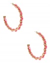 GUESS Coral and Gold-Tone Woven Hoop Earrings, POP COLOR