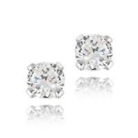 Sterling Silver 1/5ct CZ Stud Earrings, 3mm