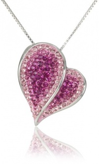 Carnevale Sterling Silver Pink Heart with Swarovski Elements Pendant Necklace, 18