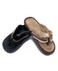 Perfect for puttering around the house or running out for the morning paper, these faux fur Flip Flops from Isotoner put cozy comfort in every step.