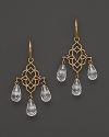 Rose gold chandelier earrings with quartz crystals from Lisa Nik.