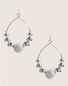 GUESS Silver-Tone Pave Hoop Earrings, SILVER