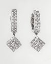 From the Flamme Blanche collection, white gold round diamond hoop earrings with charm. Designed by Charriol.