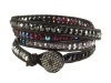 Midnight Beaded Leather Wrap Bracelet (large (29.5))