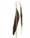 Long Brown Cheetah Print Dangle Feather Earrings, 5 1/2 Inches Long, CLEARANCE PRICED, LIMITED QUANTITY AVAILABLE