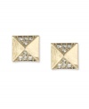 Totally trendy. Grommets are all the rage as an edgy embellishment, and RACHEL Rachel Roy interprets them in these stylish stud earrings. Embellished with glittering glass accents and crystals, they're made in gold tone mixed metal. Approximate diameter: 3/4 inch.