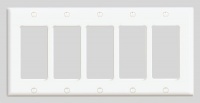 Leviton 80423-W 5-Gang Decora/GFCI Device Decora Wallplate, Standard Size, Thermoset, Device Mount, White