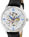 Akribos Xxiv Men's Saturnos Skeleton White Dial Automatic Black Leather Strap Watch Ak410wt