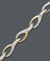 Let elegant style unfurl at your wrist. Victoria Townsend's luminous ribbon bracelet highlights round-cut diamond accents set in 18k gold over sterling silver. Approximate length: 7 inches.