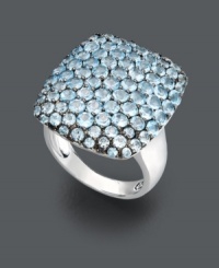 Statement-making style comes easy in cool blue hues. Pave-set, round-cut blue topaz (7 ct. t.w.) make this square-shaped ring an absolute standout. Crafted in sterling silver. Size 7.