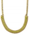 Grace your neck with colorful chic. Vince Camuto's chain necklace flaunts a bright yellow cord intertwined in the links. Finished with a lobster clasp closure. Crafted in gold tone mixed metal. Approximate length: 18 inches.