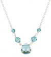 Sterling Silver Swarovski Elements Aquamarine Colored Briolette and Beads Necklace, 18