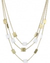 Kenneth Cole New York Modern Blanc White and Gold Rectangle Bead Illusion Necklace