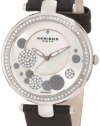 Akribos XXIV Women's AKR434BK Diamond Silver Sunray Diamond Dial Quartz Strap Watch