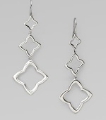 From the Quatrefoil Collection. This modern, sterling silver design features three graduated quatrefoil drops. Sterling silverDrop, about 2½Ear wire backImported 