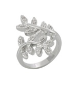 Fall head over heels for this season's sparkling designs. City by City's pretty leaf ring wraps itself neatly around your finger. Crafted in silver tone mixed metal with round-cut cubic zirconias (2 ct. t.w.). Size 5.