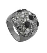 Stylishly shaped. A dramatic dome silhouette defines this chic cocktail ring from City by City. Embellished with glittering marcasite and clear crystal accents, it's set in hematite tone mixed metal. Sizes 5, 6, 7, 8 and 9.