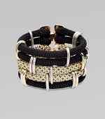 A five-row, rope design with two-tone metal accents and a goldtone clasp. RopeTwo-tone metalLength, about 8¼Spring clasp closureMade in USA