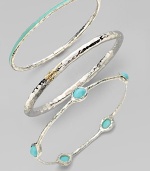 From the Silver Wonderland Collection. Five delicate faceted ovals of bright turquoise are set in a graceful bangle of hammered sterling silver. Turquoise Sterling silver Diameter, about 2¾ ImportedPlease note: Bracelets sold separately. 