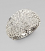 EXCLUSIVELY AT SAKS. This wide deco-inspired bangle is embellished in sparkling crystals for a dazzling effect. Rhodium plated brassCrystalsDiameter, about 2½Hinged box and tongue closureImported 