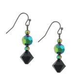 Irresistably iridesecent. Channel retro-chic style in 2028's vivid drop earrings featuring faceted jet and hematite tone beads in mixed metal. Approximate drop: 1-1/2 inches.