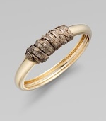 A stunning piece with wrapped snake skin. 14K goldplated Slip-on style Diameter, about 2¼ Made in USA 