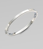 A sleek steel design with squared-off angles makes this piece perfectly versatile. SteelDiameter, about 2¼Hinged push clasp closureImported 