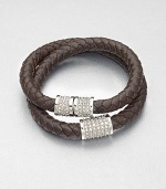 Supple plaited leather in a wrapped style with sparkling stone accents. Glass stonesLeatherSteelLength, about 15.5Magnetic closureImported 