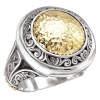 925 Silver Hammered Circle Ring with 18k Gold Accents- Sizes 6-8