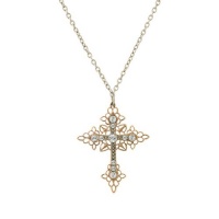 Rose Gold and Silver Tone Cross Necklace