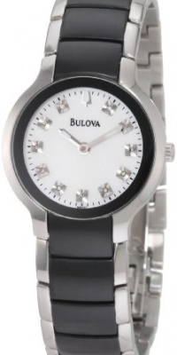 Bulova Women's 98P127 Diamond Black & Silver Ion-Plated Watch