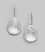 Pretty teardrops of faceted clear quartz hang gracefully within settings of polished sterling silver. Clear quartz Sterling silver Drop, about 1¼ Width, about ¾ Ear wire Imported