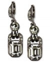 Givenchy's drop earrings are covered in elegance with dazzling crystal details and Swarovski black diamond elements. Crafted in light hematite tone mixed metal. Approximate drop: 1-1/2 inch.