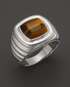 John Hardy Men's Bedeg Silver Batu Cushion Ring with Tiger's Eye