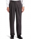 Louis Raphael Men's Poly Rayon Gabardine Solid Pleated Dress Pant