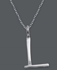 The perfect personalized gift. A polished sterling silver pendant features the letter L with a chic asymmetrical shape. Comes with a matching chain. Approximate length: 18 inches. Approximate drop: 3/4 inch.