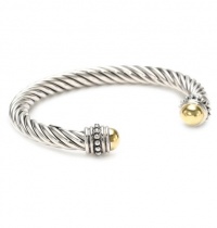 Two-Tone 14k Yellow Gold-Plated and Sterling Silver Thick Twisted Cuff Bracelet