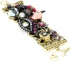 Betsey Johnson Film Noir Skull Multi-Charm Wide Toggle Bracelet