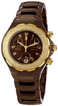 Michele Women's MWW12A000012 Tahitian Diamond Ceramic GP Chocolate Chronograph Watch