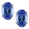 1.00 Ct Tanzanite Sterling Silver Stud Earrings 6X4MM