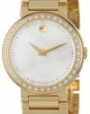 Movado Women's 0606422 Concerto Gold-Plated Stainless-Steel White Mother-Of-Pearl Round Dial Watch