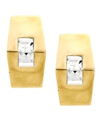 Glittering and geometric. With sparkling glass accents in the center, Vince Camuto's stud earrings feature a stylish hexagonal silhouette. Crafted in gold tone mixed metal, they'll add a chic, modern edge to your look for day or evening. Approximate diameter: 3/4 inch.