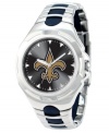 Who dat! Root for your team 24/7 with this sporty watch from Game Time. Features a New Orleans Saints logo at the dial.