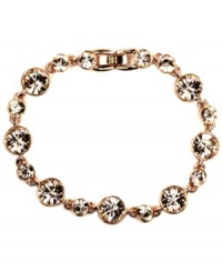 Polished sparkle. Givenchy's rose gold tone mixed metal flex bracelet features silk glass stones. Approximate length: 7-3/8 inches.