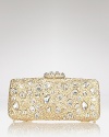 Get in touch with your sparkly side with this rhinestone-embellished clutch from Clara Kasavina. Taking its cues from your jewel box, this bag shines with a favorite frock and heels.