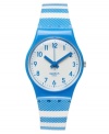 Leave a trail of admirers with this Blue Tracks watch from Swatch.